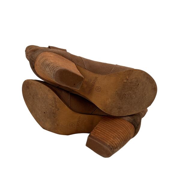 Steve Madden Jessii Suede Brown Leather Heeled Boots Booties Size 8.5 - Picture 3 of 8